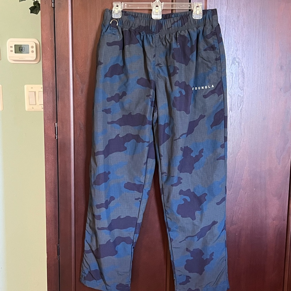 YoungLA Men's Blue & Black Camo Jogger Pants